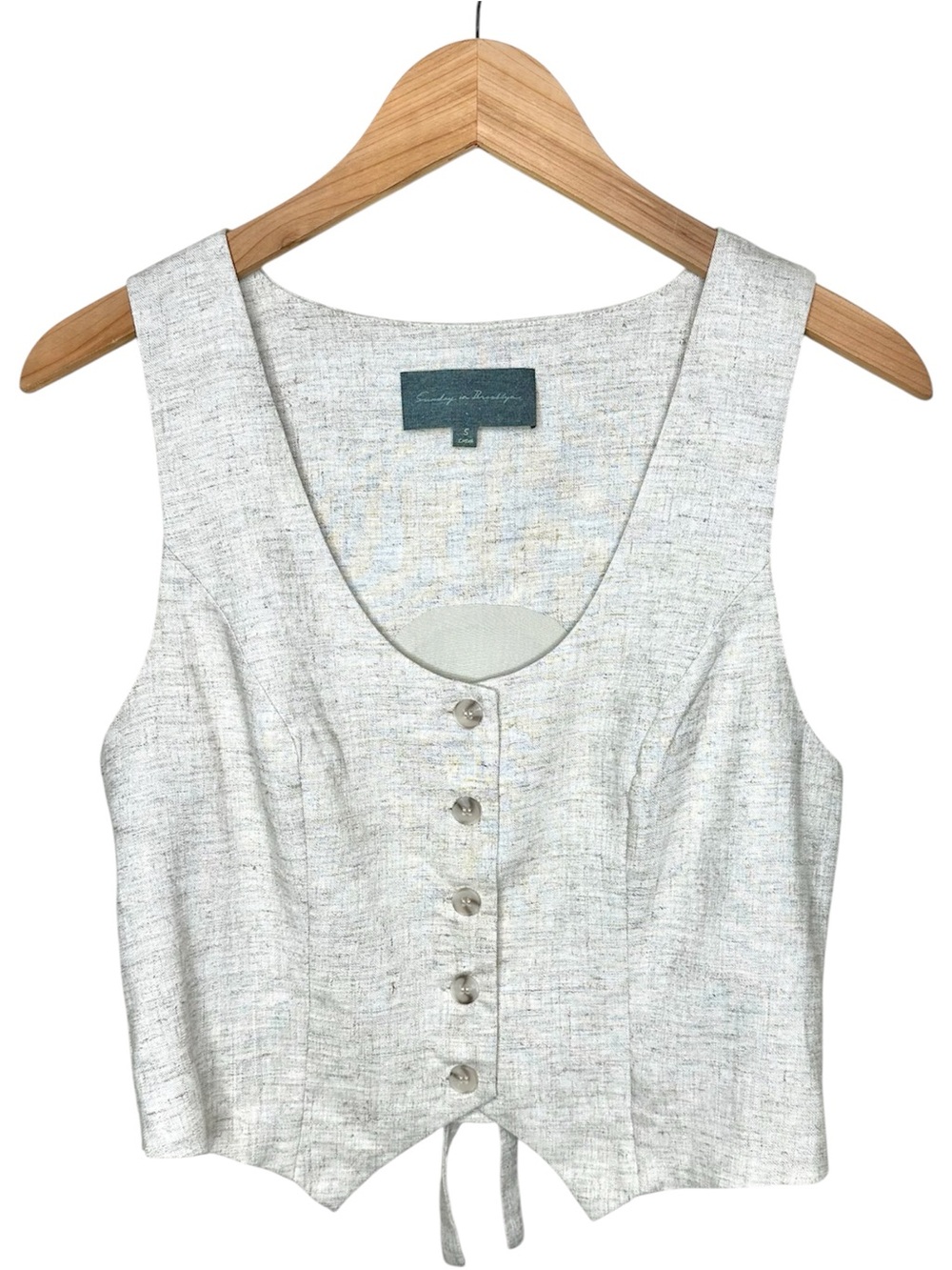 Anthropologie Sunday in Brooklyn Linen Blend Vest Top SZ Small Neutral Oatmeal